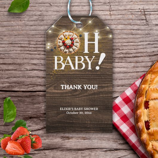 Rustic Oh Baby Süsse Pie Baby Dusche Geschenkanhänger