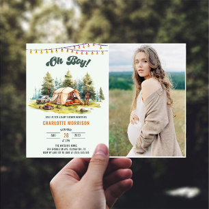 Rustic Oh Boy Camping Baby Dusche Party Foto Einladung