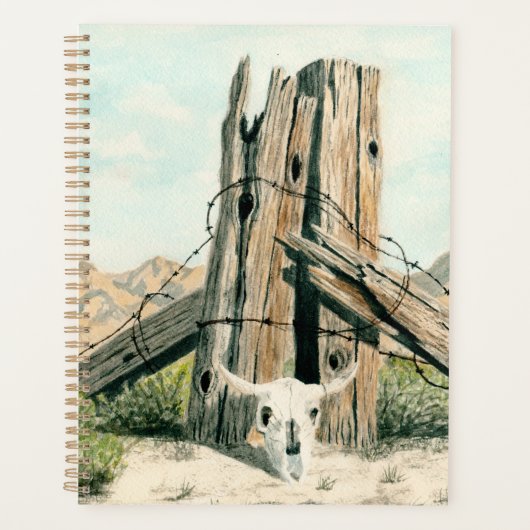 Rustic Old West watercolor art; Desert planner Planer (Vorderseite)