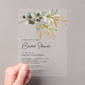 Rustic Olive Branch Leaves Bridal Shower Acryleinladungen (Insitu (Handheld))
