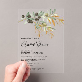 Rustic Olive Branch Leaves Bridal Shower Acryleinladungen