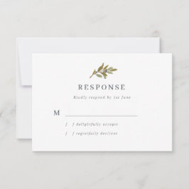 Rustic Olive Branch Wedding RSVP Card
