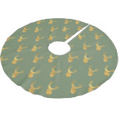 Rustic Olive Green Gold Deer Christmas Polyester Weihnachtsbaumdecke (Schrägansicht)