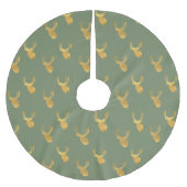 Rustic Olive Green Gold Deer Christmas Polyester Weihnachtsbaumdecke (Vorderseite)