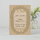 Rustic Olive Green Wedding Einladung with String (Stehend vorne)