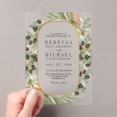 Rustic Olive Leaves Wedding Acryleinladungen (Insitu (Handheld))