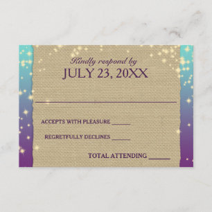 Rustic Ombre' Sparkle Wedding Response RSVP Karte