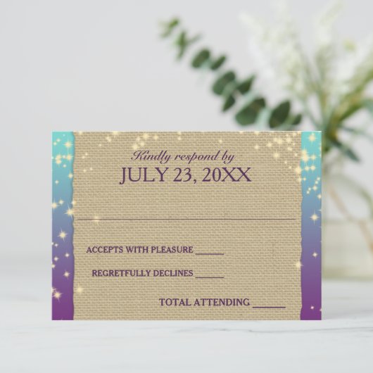 Rustic Ombre' Sparkle Wedding Response RSVP Karte (Stehend Vorderseite)