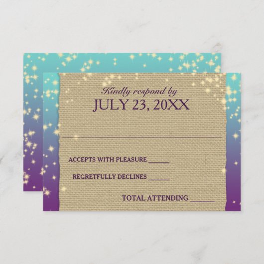 Rustic Ombre' Sparkle Wedding Response RSVP Karte (Vorne/Hinten)