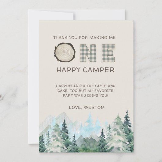 Rustic One Happy Camper Vielen Dank Karten (Vorderseite)