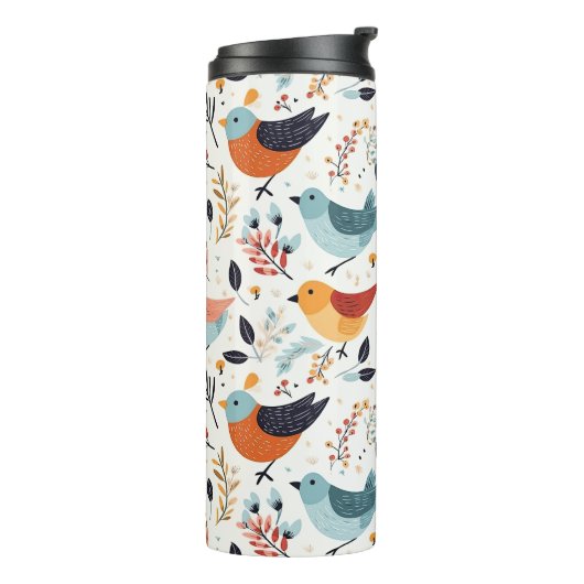 Rustic Orange And Blue Bird Garden Thermosbecher (Nach links gedreht)