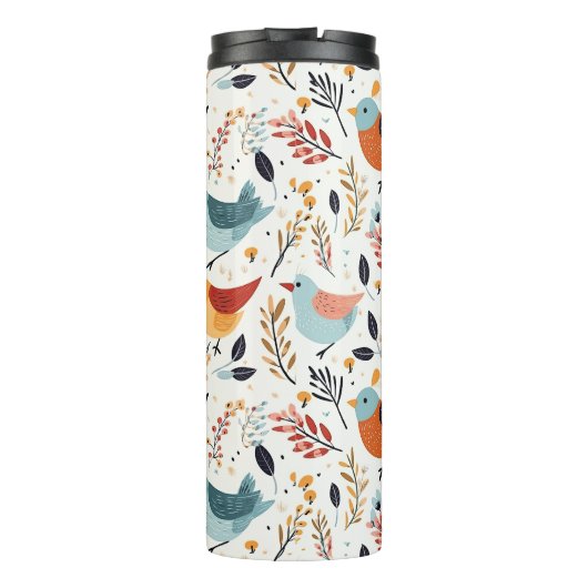 Rustic Orange And Blue Bird Garden Thermosbecher (Rückseite)