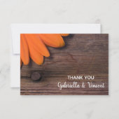 Rustic Orange Daisy Country Barn Wedding Vielen Da Dankeskarte (Vorderseite)