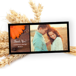 Rustic Orange Daisy Country Danke Foto Card