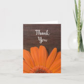 Rustic Orange Daisy und Barn Wood Vielen Dank Dankeskarte (Vorderseite)