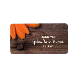 Rustic Orange Daisy Wedding Vielen Dank für Ihre U Adressaufkleber