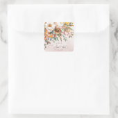 Rustic Orange Floral Fall Bridal Shower Quadratischer Aufkleber (Tasche)