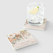 Rustic Orange Floral Fall Bridal Shower Steinuntersetzer (Seitenansicht)