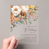 Rustic Orange Floral Fall Wedding Acryleinladungen (Insitu (Handheld))