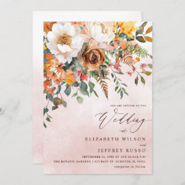Rustic Orange Floral Fall Wedding Einladung