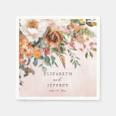 Rustic Orange Floral Fall Wedding Serviette (Vorderseite)