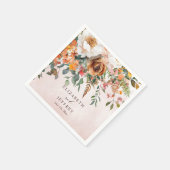 Rustic Orange Floral Fall Wedding Serviette (Ecke)