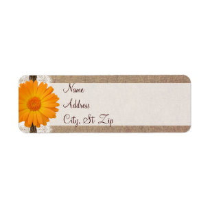 Rustic Orange Gerber Daisy Rücksendeadressen-Aufkl