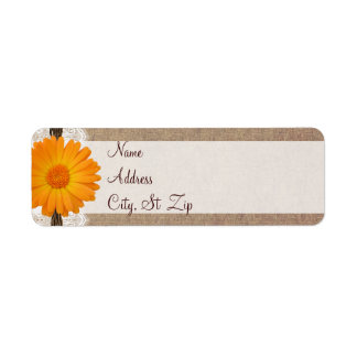 Rustic Orange Gerber Daisy Rücksendeadressen-Aufkl