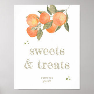 Rustic Orange Grove "Sweets & Treats" Sign Poster