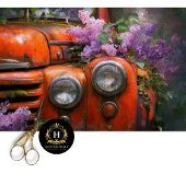Rustic Orange Lilac Truck Decoupage Seidenpapier