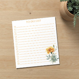 Rustic Orange Marigold To Do List Teacher Gift Notizblock