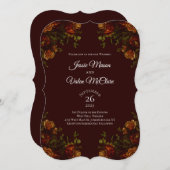 Rustic Orange Maroon Fall Elegante Hochzeit Einladung (Vorne/Hinten)