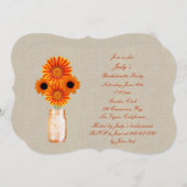 Rustic Orange Mason Jar Junggeselinnen-Abschied Ei Einladung (Vorne/Hinten)