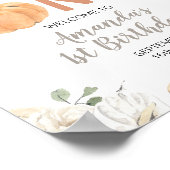 Rustic Orange Pumpkin 1. Geburtstag Willkommen Poster (Ecke)