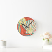 Rustic Orange Seashells Runde Wanduhr (Zuhause)