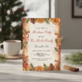 Rustic Orange Slice and Candle Christmas Party Einladung