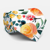 Rustic Orange Watercolor Floral Wedding Krawatte (Gerollt)