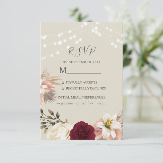 Rustic Orange Wedding RSVP Card (Stehend Vorderseite)