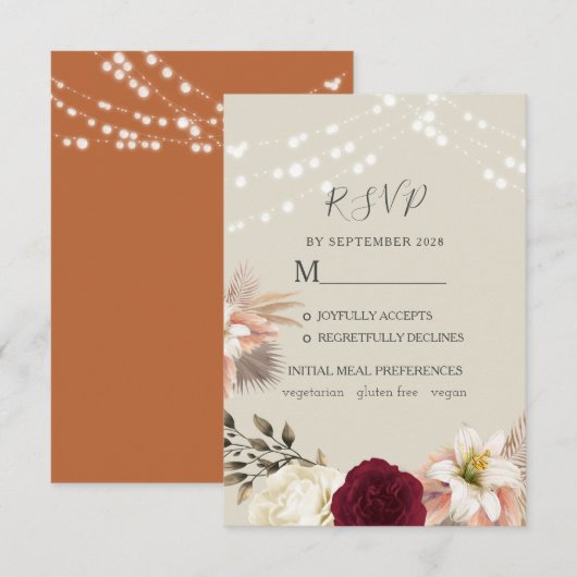 Rustic Orange Wedding RSVP Card Karte (Vorne/Hinten)