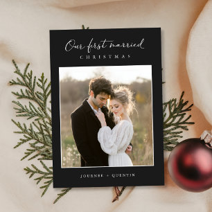 Rustic Our First Christmas as Newlywings Foto Feiertagskarte