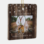 Rustic Our First Christmas Engaged 2 Foto Keramikornament (Rechts)