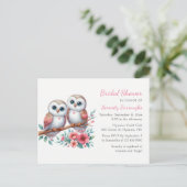 Rustic Owl Couple Boho Country Bridal Shower Einladungspostkarte (Stehend Vorderseite)