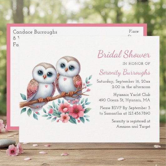 Rustic Owl Couple Boho Country Bridal Shower Einladungspostkarte