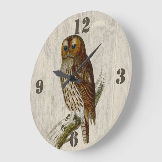 Rustic Owl Wall Clock Große Wanduhr (Winkel)
