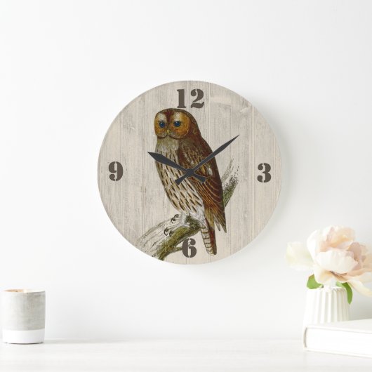 Rustic Owl Wall Clock Große Wanduhr (Zuhause)