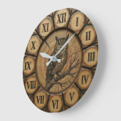 Rustic Owl Wall Clock | Wood-Look Cabin Decor Große Wanduhr (Winkel)