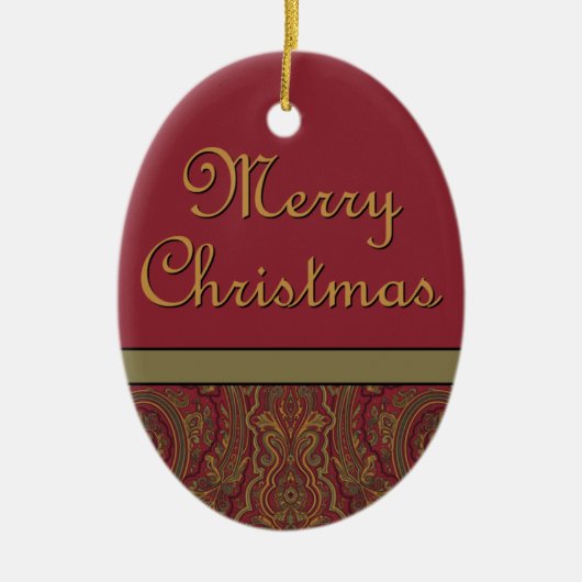 Rustic Paisley Frohe Weihnachten Keramik Ornament (Vorne)