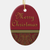 Rustic Paisley Frohe Weihnachten Keramik Ornament (Hinten)