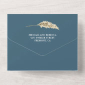 Rustic Pampas Eucalyptus Arch Dusty Blue Wedding All In One Einladung (Rückseite)