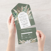 Rustic Pampas Eucalyptus Arch Sage Green Wedding All In One Einladung (Abreißen)